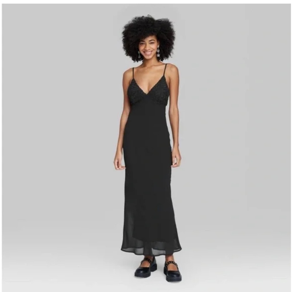Sleeveless rosette cup maxi slip dress